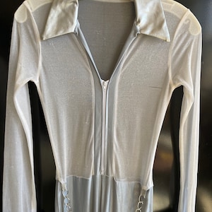 Original 1970&#39;s Disco Silver Lame&#39; Spandex Jumpsuit