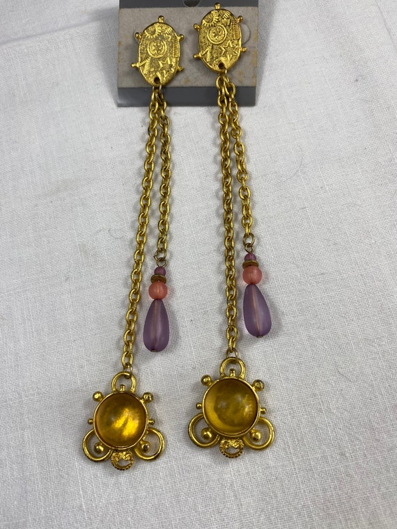 1990's Long Drop Earrings - image 1