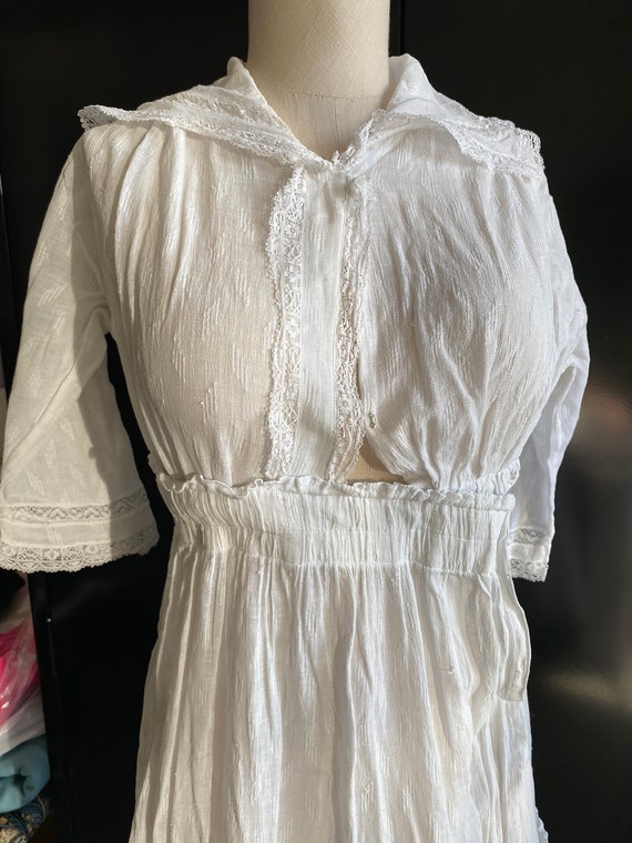 White Edwardian Victorian Young Girls Cotton Dress