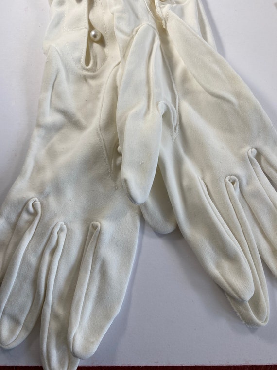 VintageWhite nylon Elbow Length Gloves