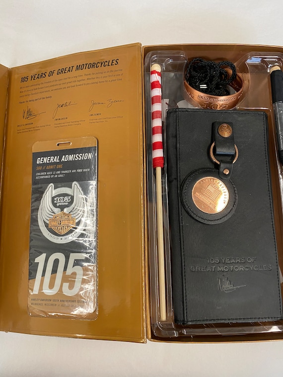 Harley Davidson 105th Anniversary Copper Bracelet & Leather Wallet