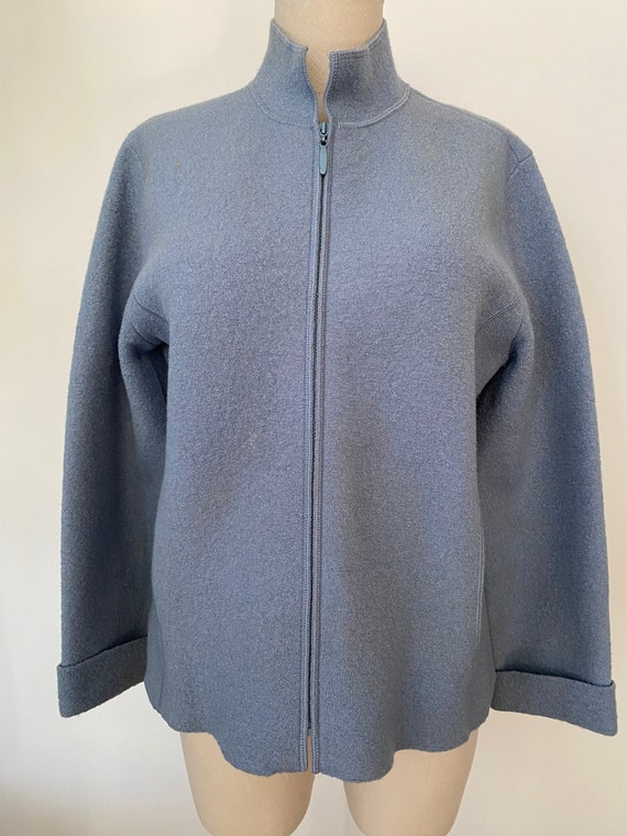 Eileen Fisher Baby Blue Wool Zippered Jacket Size 