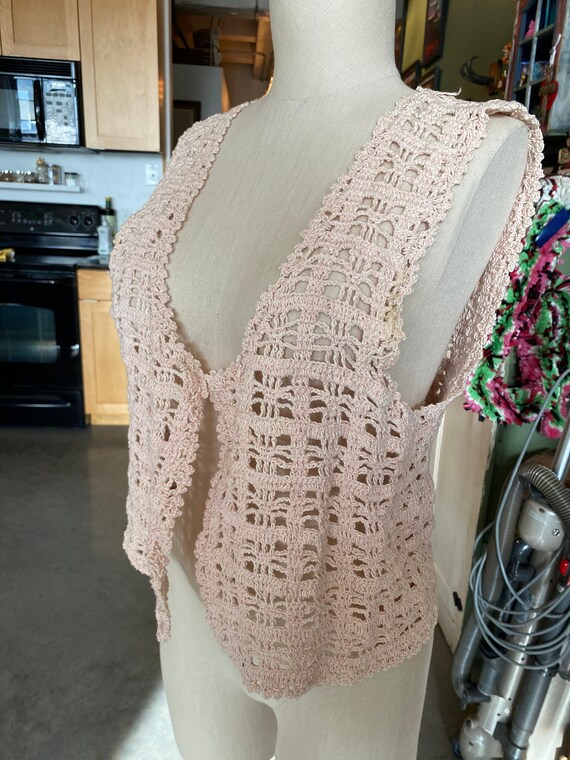 Hand Crochet Peachy Pink Vest - image 6