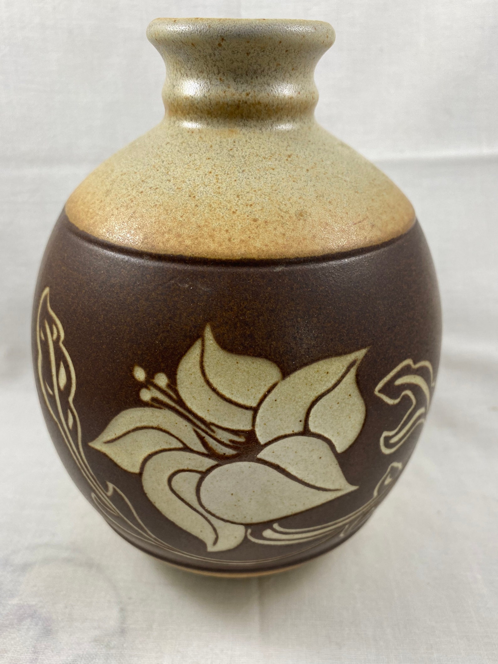 Pottery Craft 6 1/2'' Vase With Flower Etsy