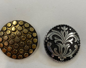 Vintage Gold/Silver-Toned Scarf Clips - West Germany