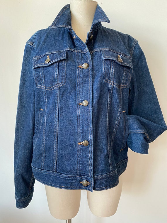 Chaps Women's Medium Denim Jean Jacket Coat Blue - Custom Back | eBay