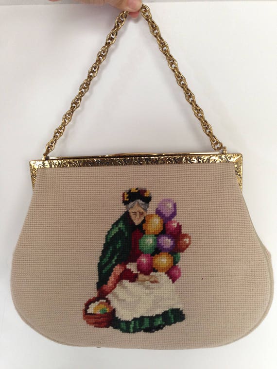 Needlepoint Balloon Sellers Handbag