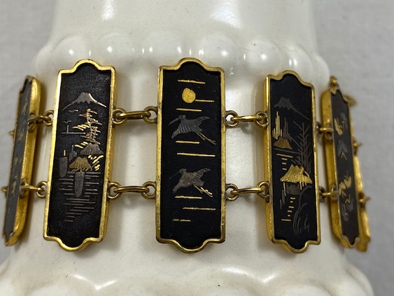Japanese Damascene Panel Bracelet - image 1