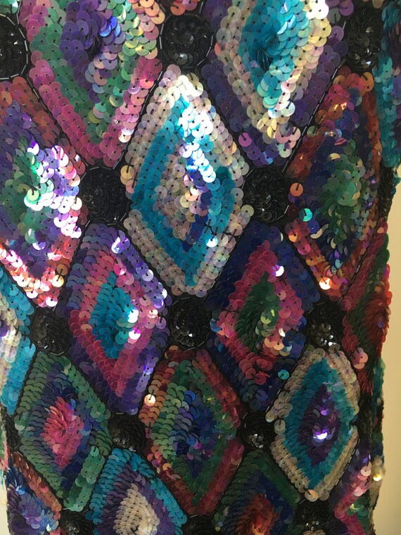Diamond Pattern Sequin Sleeveless Dress - image 2
