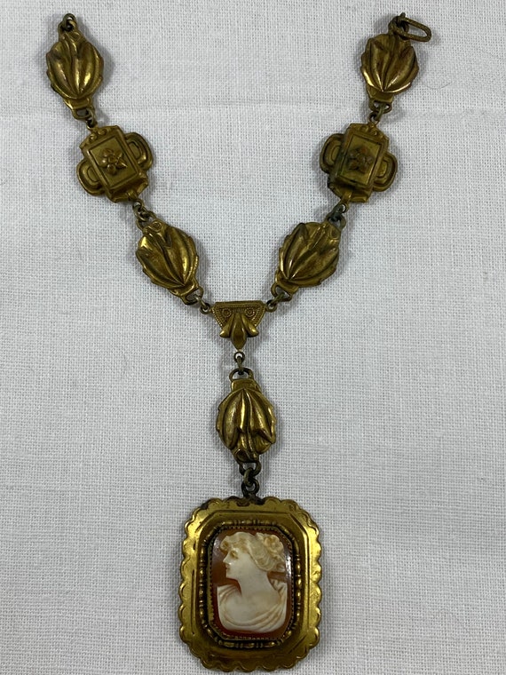 Antique Cameo With Brass Chain - image 3