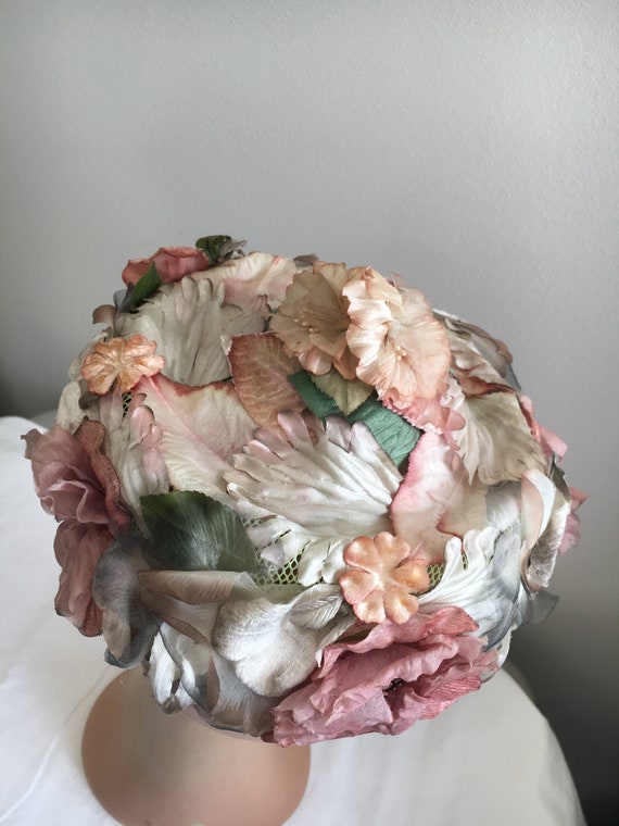 Cutts Mauve And Beige Floral Coolie Hat - image 3