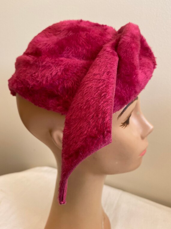 Hot Pink 1950's Velor Italian Caplet Hat