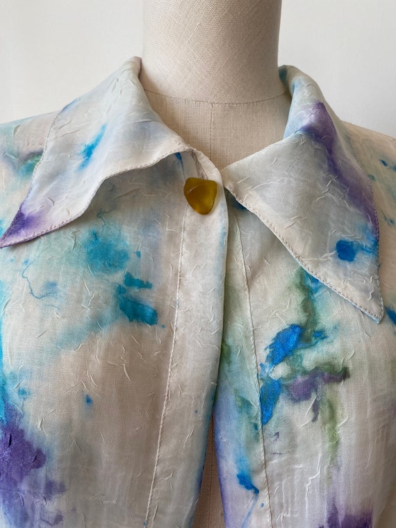 Kathrine Tilton 1990's Oversized Tye Dyed Collared