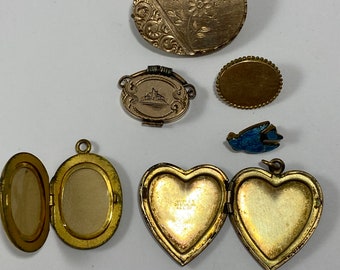 Gold Filled Victorian Edwardian Brooches And Lockets Lot Of 6
