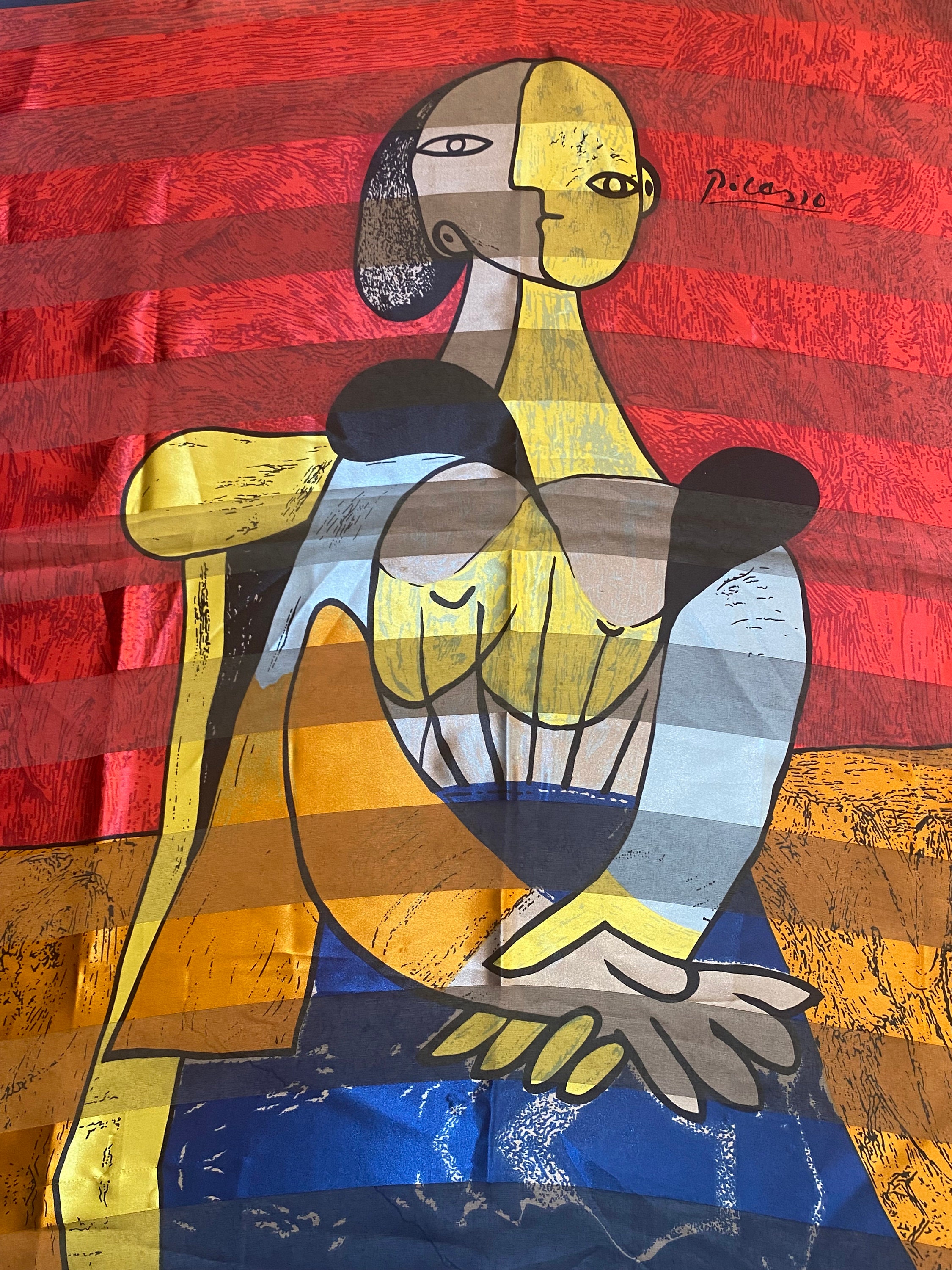 Picasso Large Art Print Woman In Chair Colorful Scarf Polyester