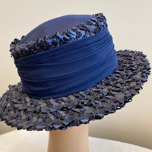 Navy Blue Woven Straw Summer Hat image 5