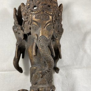 Tibetan Brass Mahakala Ganesh Dragon Horse Phurba 12.5&#39;&#39;