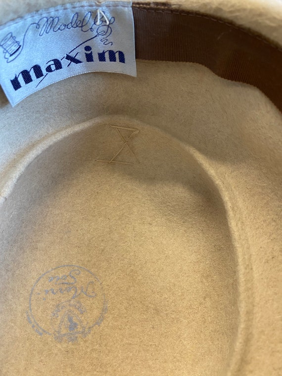 Maxine Beige Melusine Felted Hat With Pink Satin … - image 6