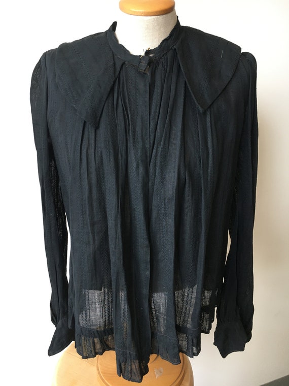 Black Victorian Cape Maternity Mourning Linen Blou