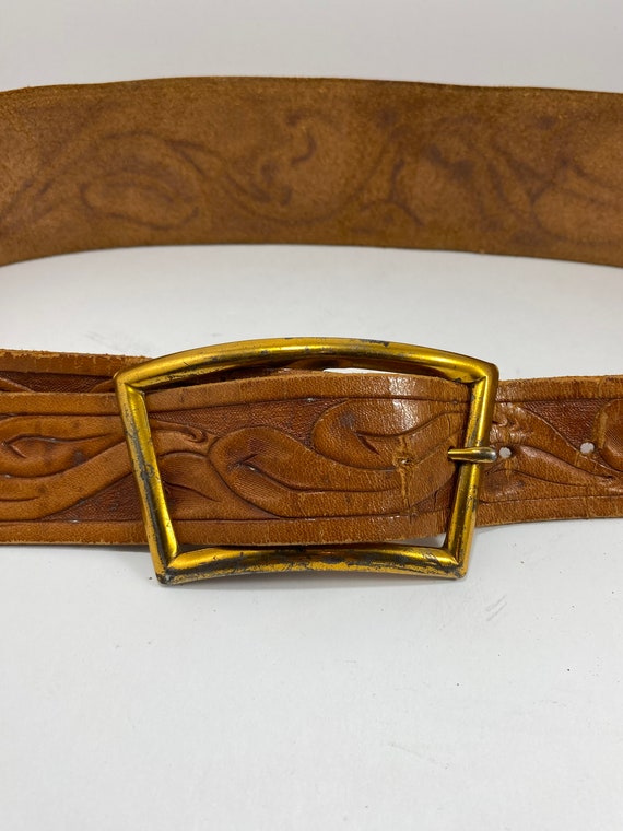 Hand Tooled Vintage Leather Belt - image 8