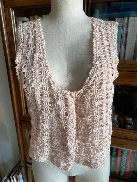 Hand Crochet Peachy Pink Vest - image 1