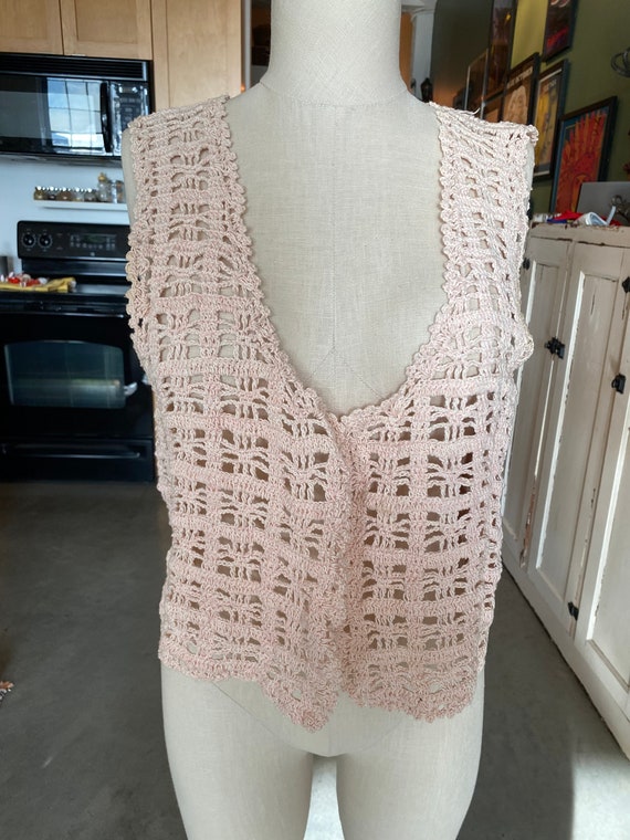 Hand Crochet Peachy Pink Vest - image 7