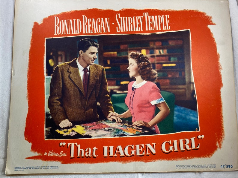 That Hagan Girl Lobby Card Ronald Regan And Shirley Temple