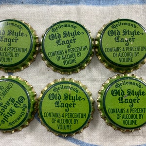 Vintage Heilman's Old Style Lager Beer Cork Bottle Cap Heilman's Brewery LACROSSE WI. Lot of 6