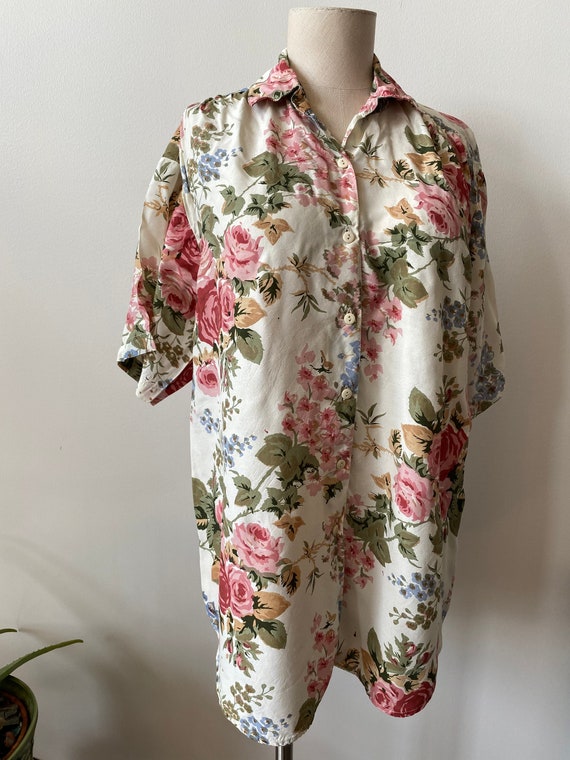 Floral Summer Blouse Viscose Size Medium