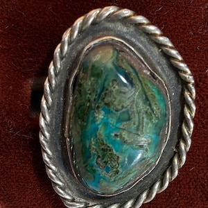 925 Sterling And Green Turquoise Ring Size 8