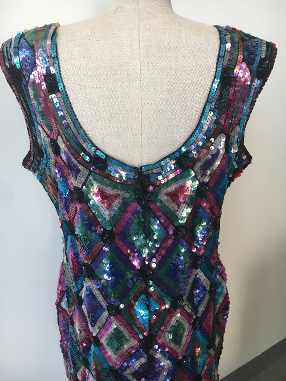 Diamond Pattern Sequin Sleeveless Dress - image 4