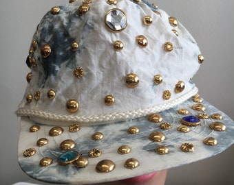 1990&#39;s San Sun Embellished Baseball Hat Bedazzled Hat