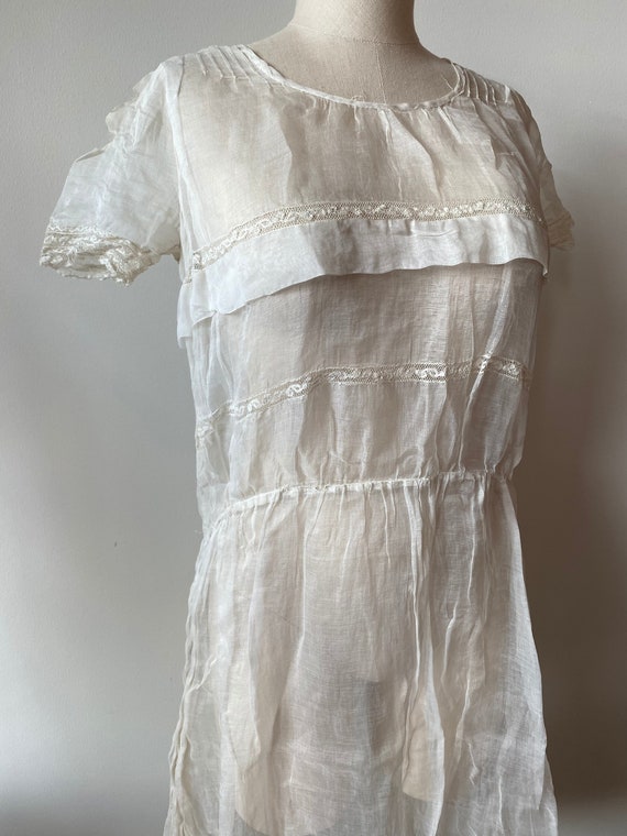 Vintage Cotton Organza Childs Dress With MOP Butto