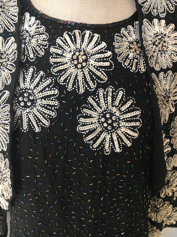 Black And White Daisy Sequined Dress With Bolero … - image 2