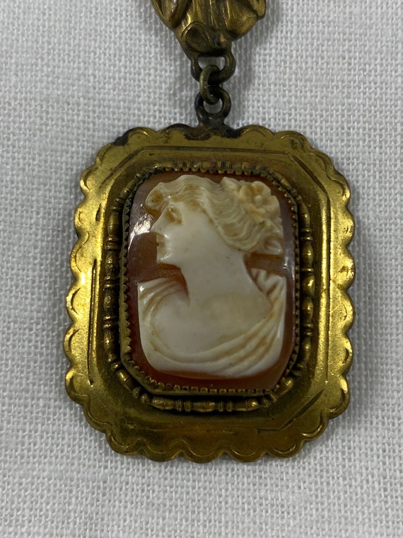 Antique Cameo With Brass Chain - image 2