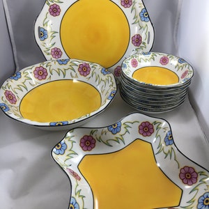 German Volkstedt Beyer and Bach China Desert Set And Serving Platters