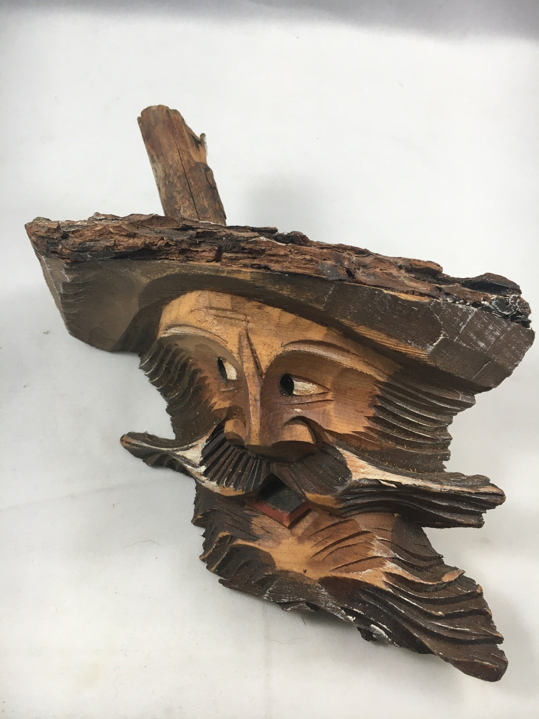 Rustic Folk Art Carved Wood Face Mountain Man - Etsy