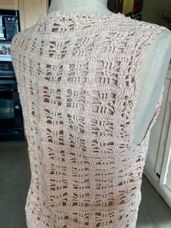 Hand Crochet Peachy Pink Vest - image 9