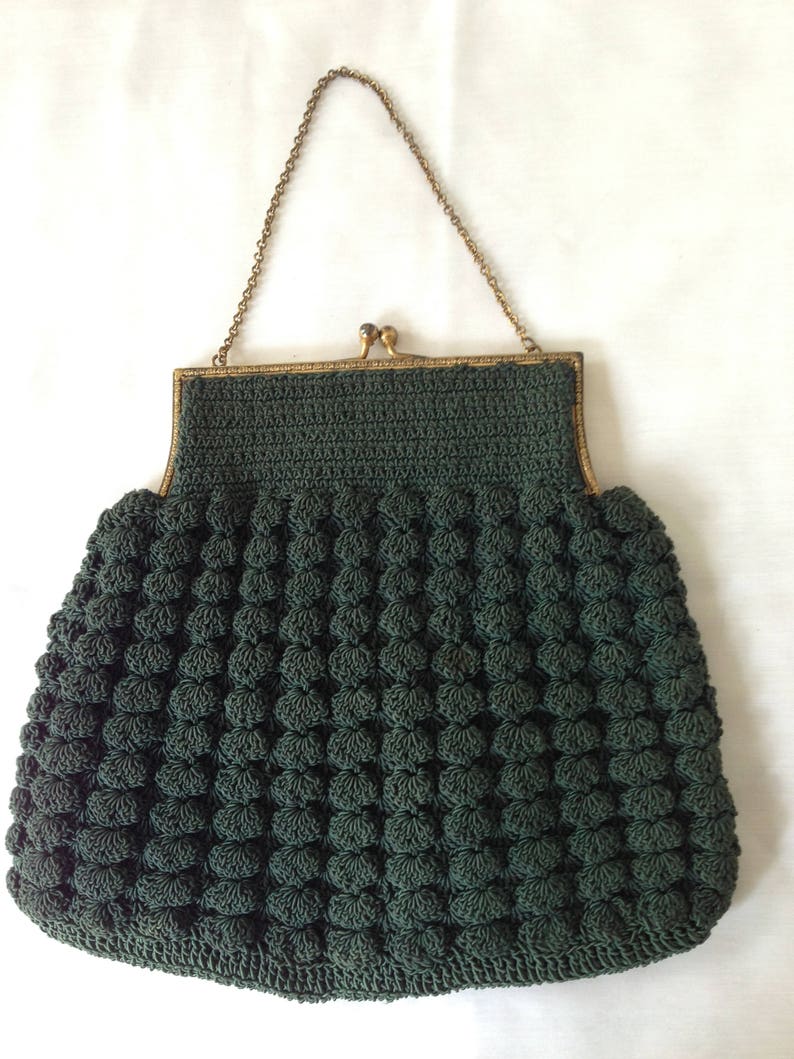 Green Crocheted Corde Handbag image 1