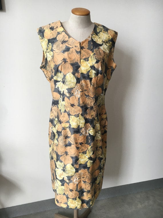 Grey Peach And Yellow 1960's Shift Dress - image 1