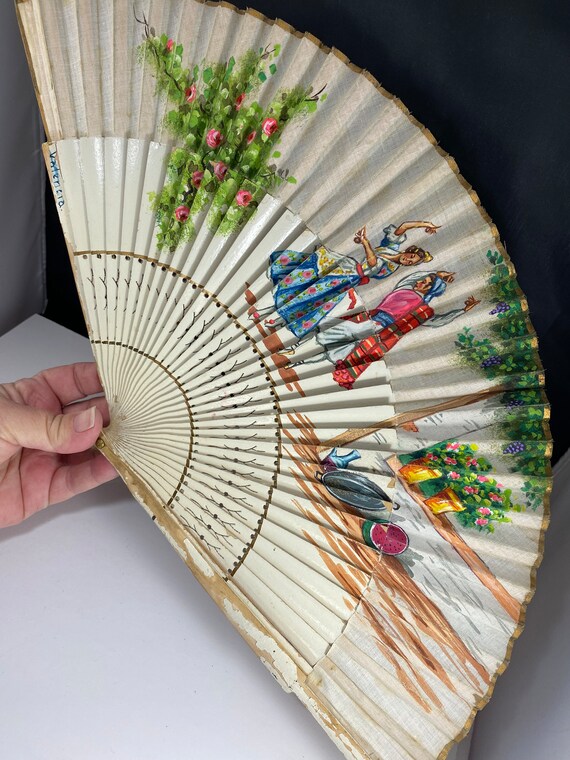 Vintage souvenir hand fan Gem