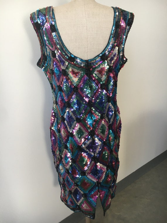 Diamond Pattern Sequin Sleeveless Dress - image 6