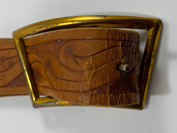 Hand Tooled Vintage Leather Belt - image 4