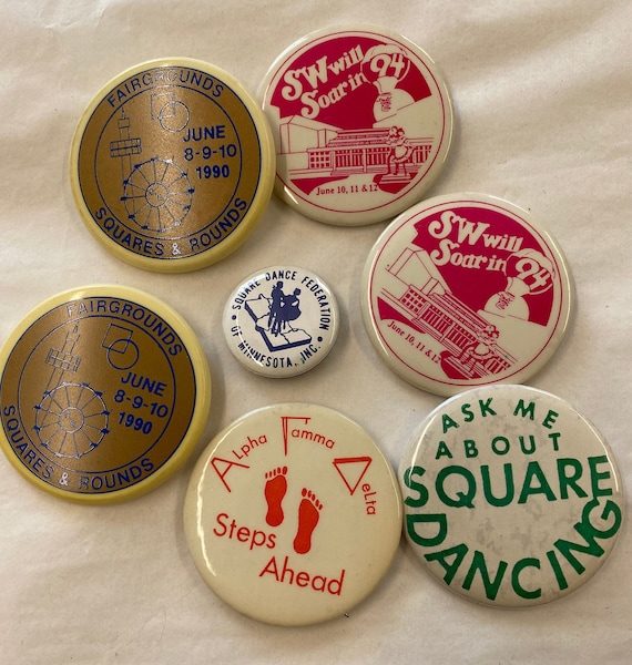 8 Square Dancing Pinback Buttons - image 1