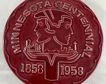 Redwing Minnesota Centennial 1858-1958 Trivet Burgundy