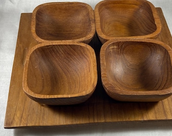 Juego de 5 piezas de frutos secos de teca