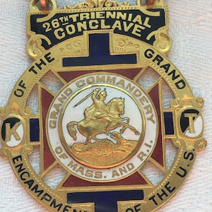 Antique Knights Templar 26th Triennial Conclave Medal Boston 1895