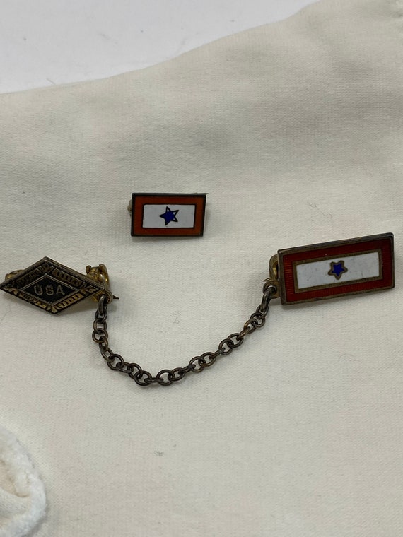 WWII Coro Red White With Blue Star Enamel And Ster