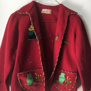 Mexicana Child&#39;s Red Wool Tourist Souvenir Jacket