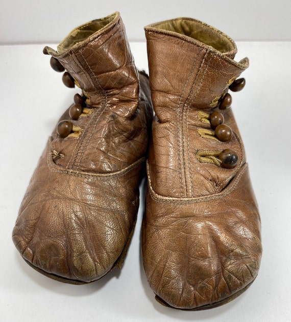 Victorian Toddler Button Up Leather Shoes Brown O… - image 8